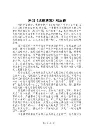 原创《巡视利剑》观后感