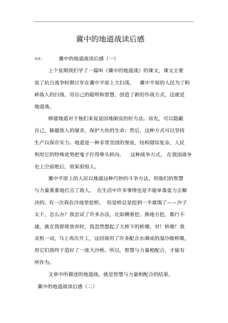 冀中的地道战读后感