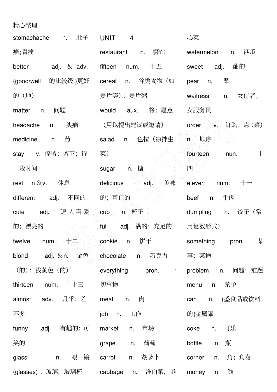 冀教版七年级上册英语单词_第3页