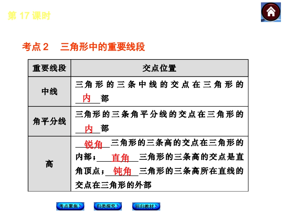 【2015中考复习方案】第17课时+三角形（共18张PPT）_第3页