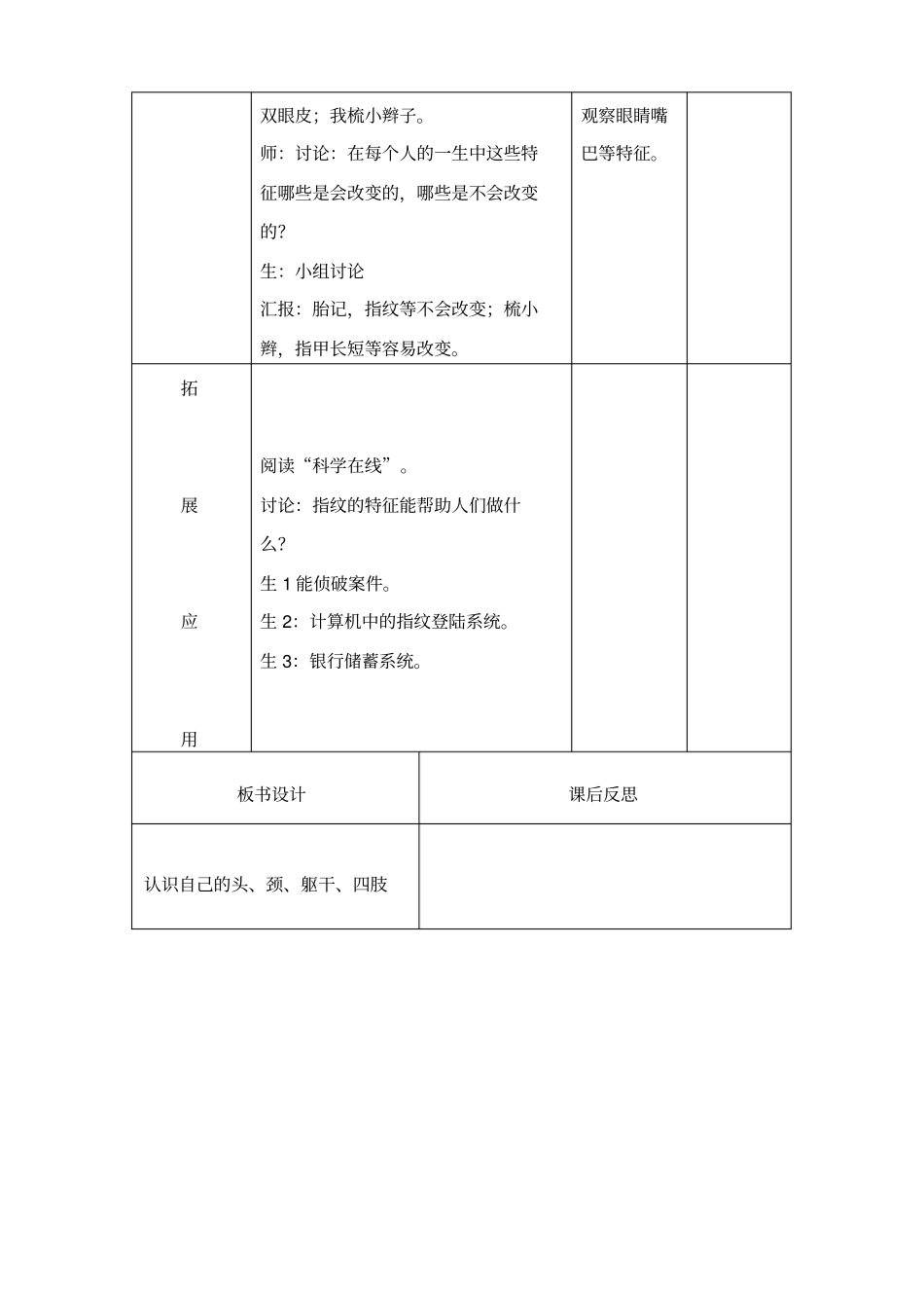 冀教版三年级上册科学认识自己教学设计_第2页