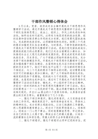 干部作风整顿心得体会