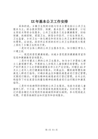 XX年基本公卫工作安排 
