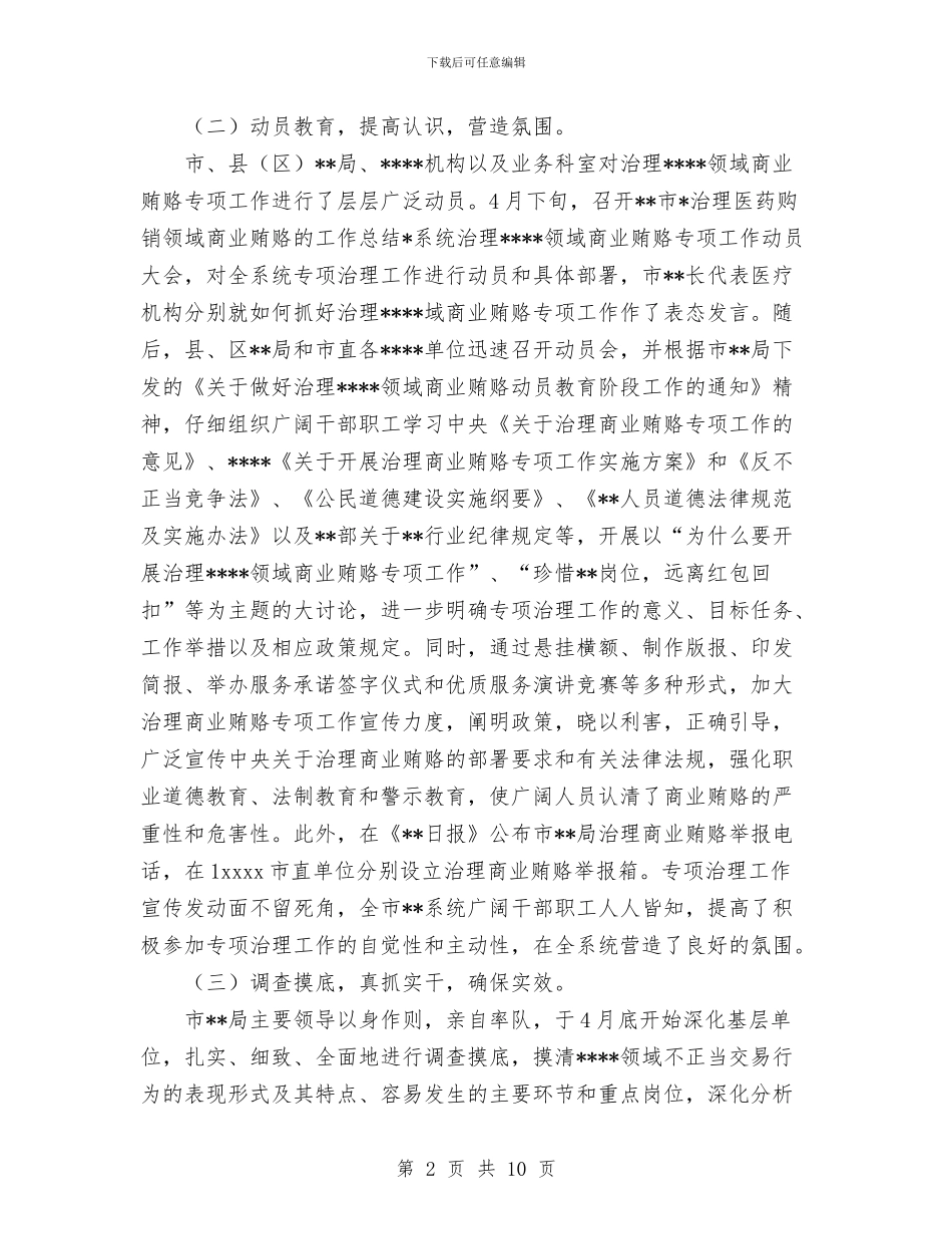 医药购销领域反商业贿赂工作总结与医药购销领域商业贿赂治理专项工作总结汇编_第2页