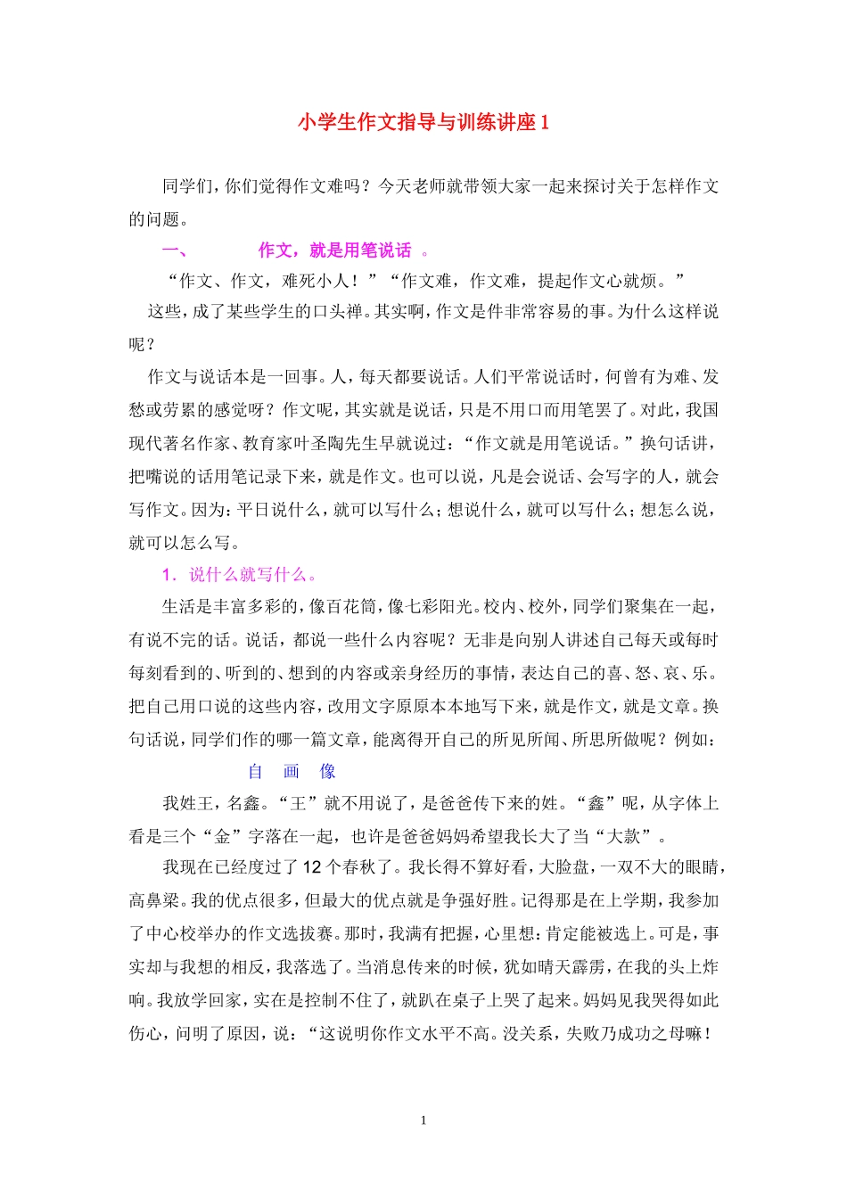 小学生作文指导与训练讲座1_第1页