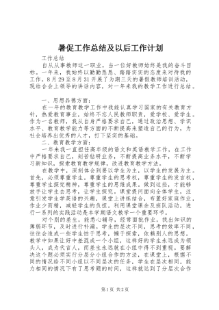暑促工作总结及以后工作计划 