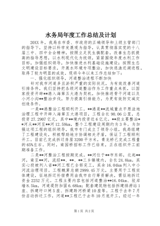水务局年度工作总结及计划 