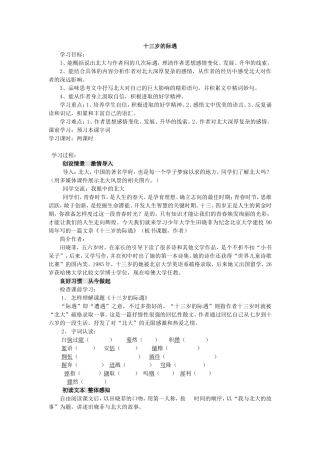 《十三岁的际遇》教学设计