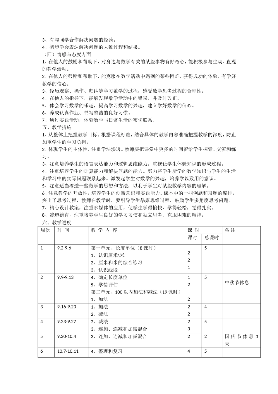 2015年二年级数学上册教学计划_第2页