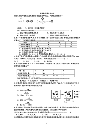 沪教版期末复习错题集合4质量守恒