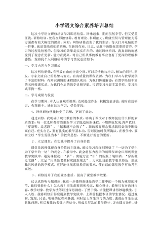 小学语文综合素养培训总结