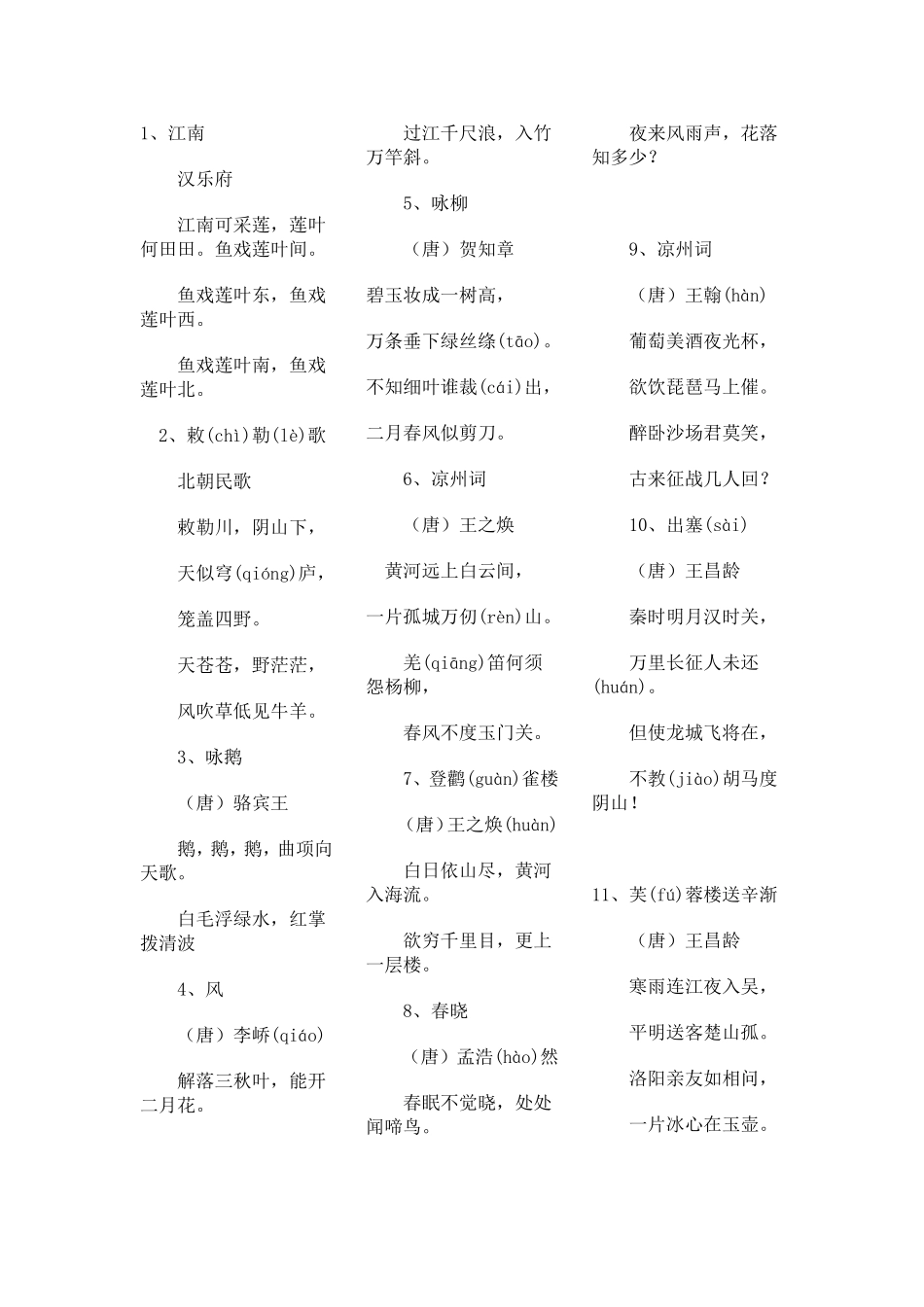 2013秋季国学经典诵读材料_第1页