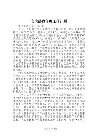 市老龄办年度工作计划 