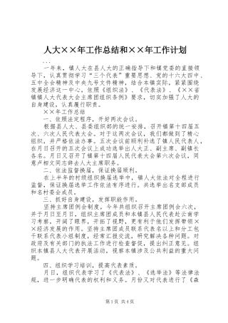 人大××年工作总结和××年工作计划 