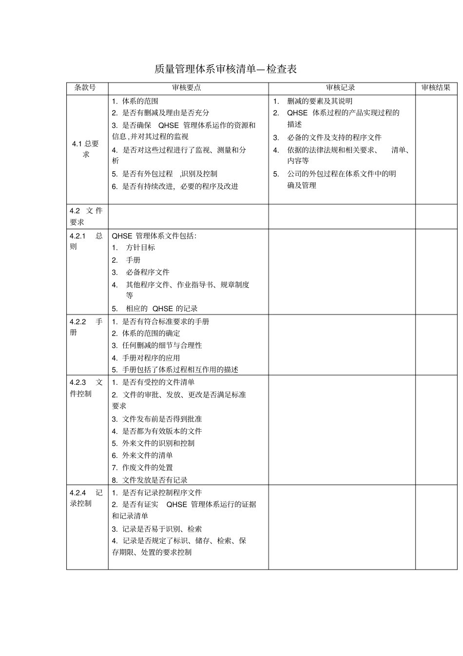 内审全条款检查表_第1页