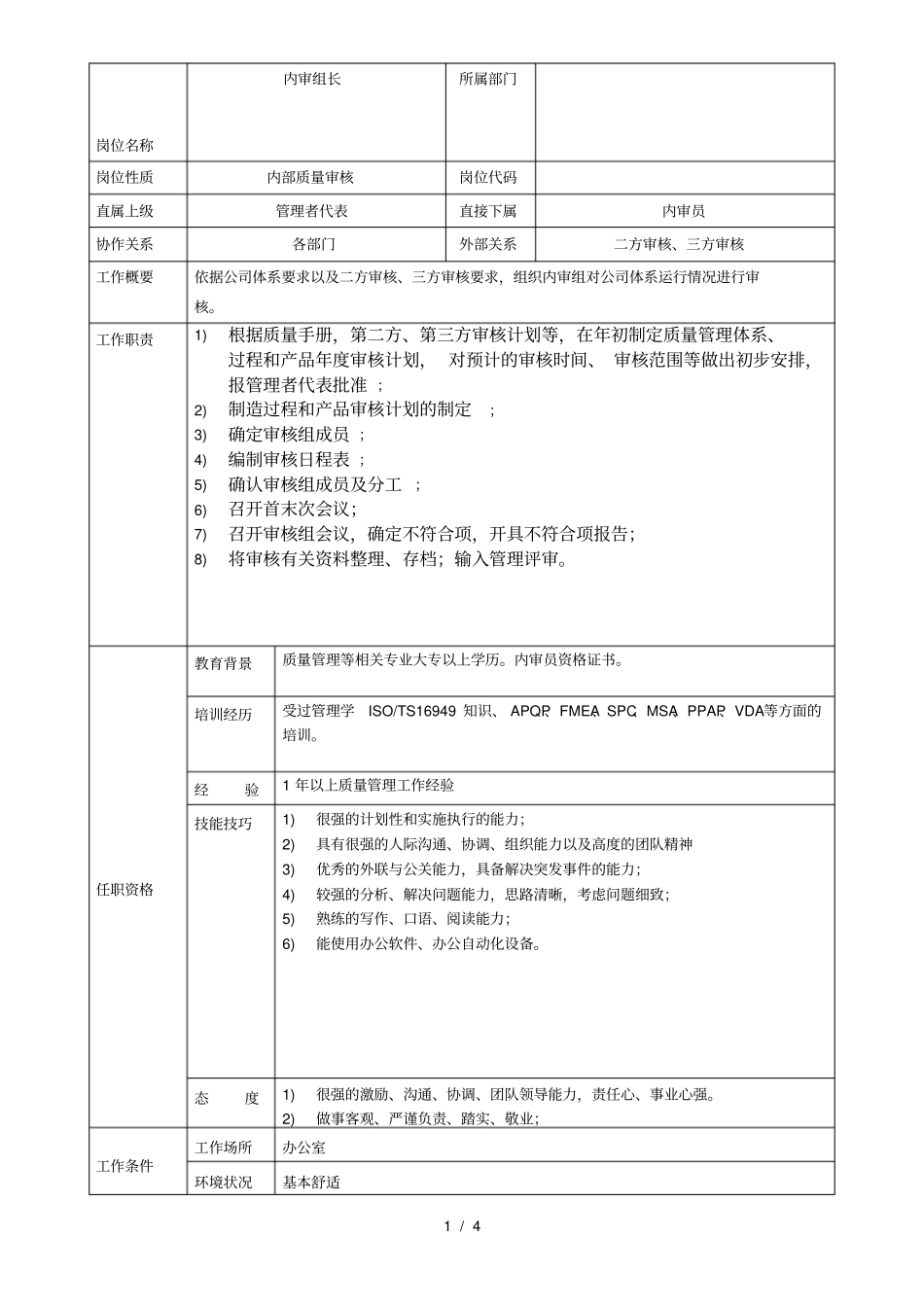 内审员工作说明书_第1页
