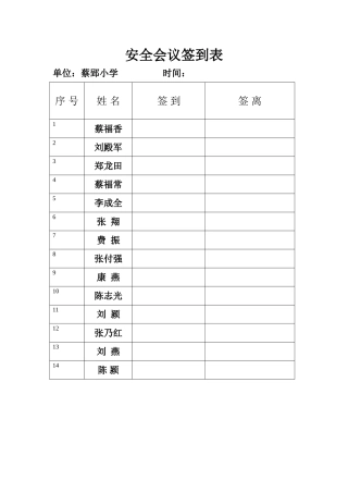 安全会议签到表