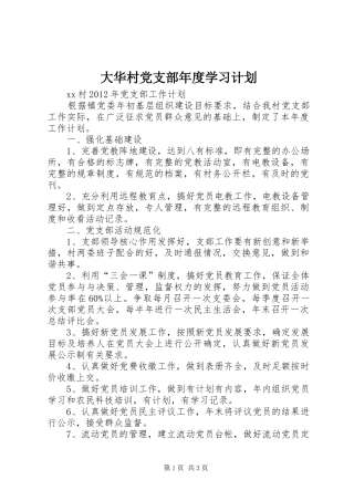 大华村党支部年度学习计划 