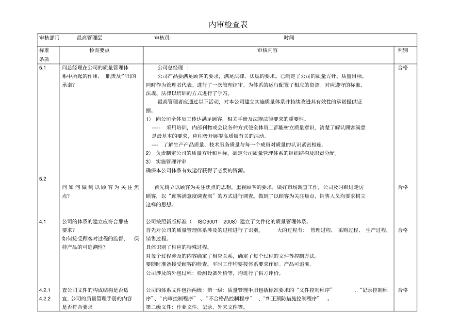 内审检查表1汇总_第1页