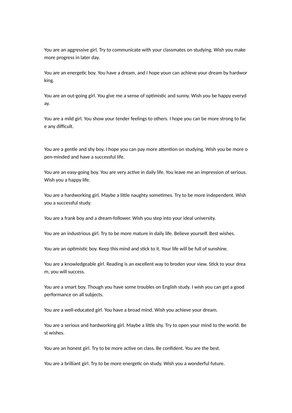 学生评语英文_第3页