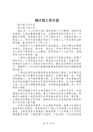 统计局工作计划 