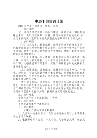 中层干部培训计划 