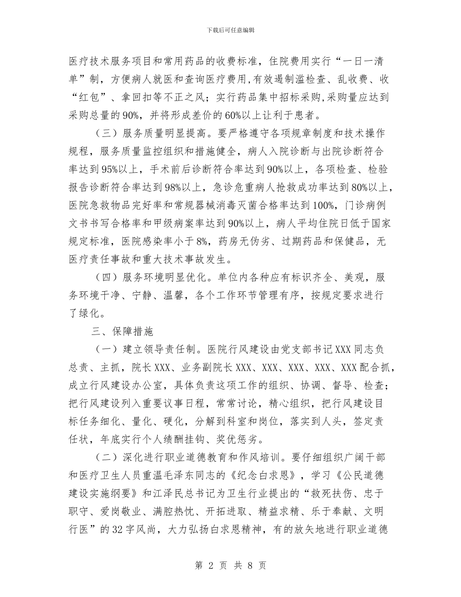 医院作风建设实施计划与医院作风建设工作实施方案汇编_第2页