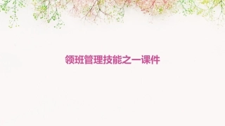 领班管理技能之一课件