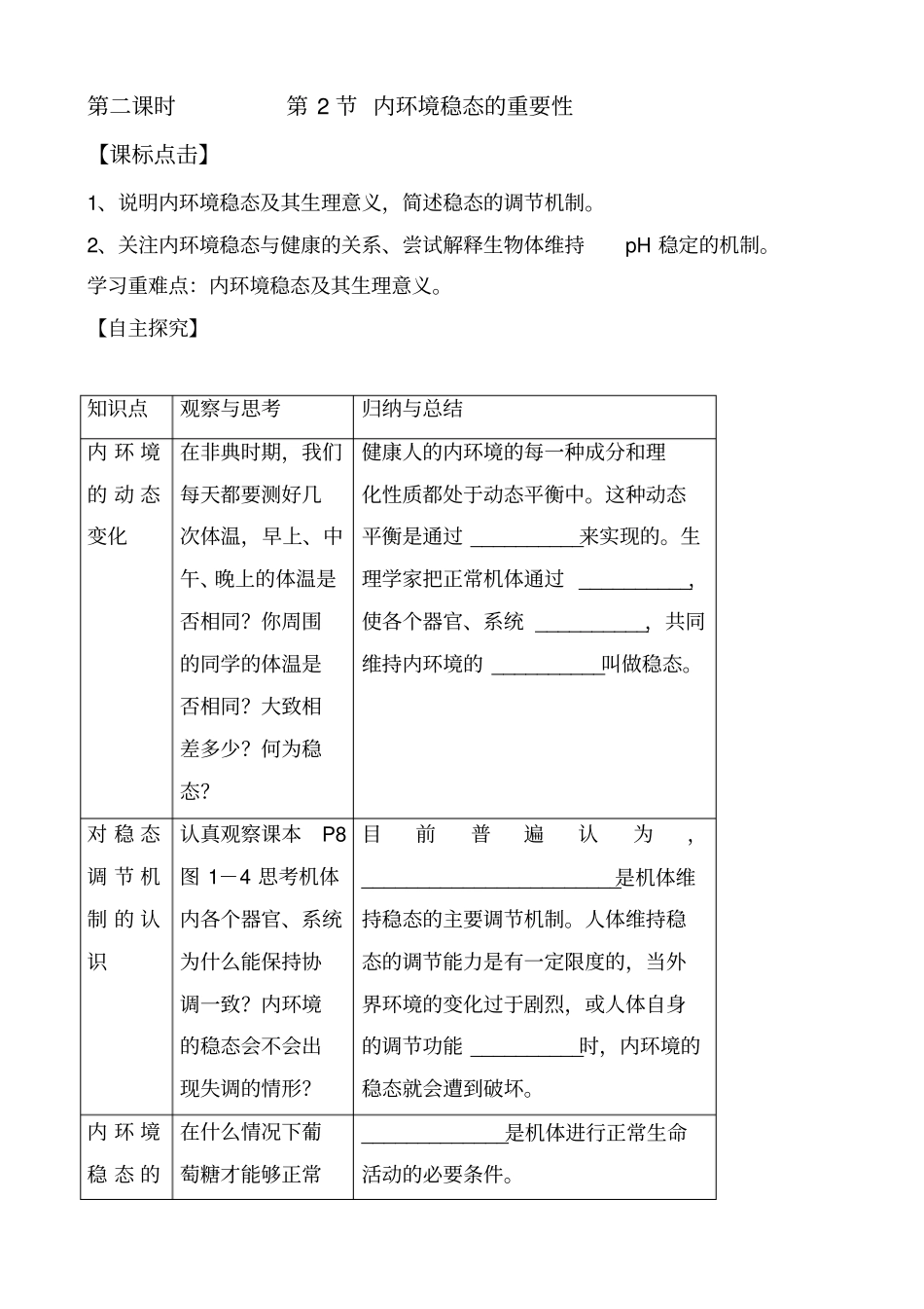 内环境稳态的重要性学案高一生物_第1页