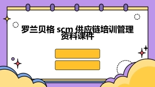 罗兰贝格scm供应链培训管理资料课件