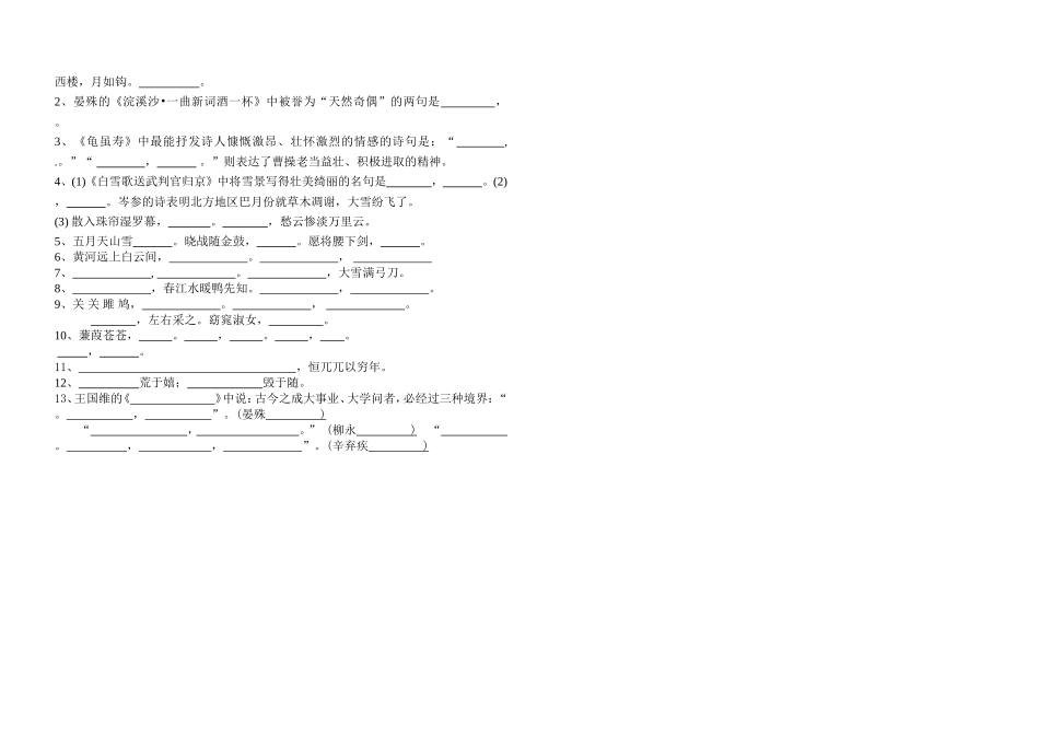 九年级语文默写试卷_第2页
