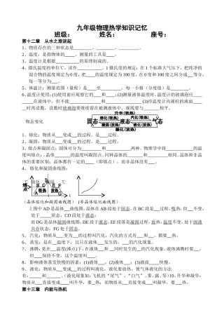 九年级物理热学知识记忆