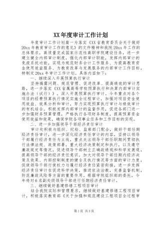 XX年度审计工作计划 