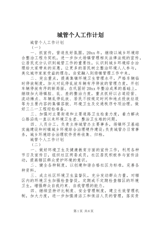 城管个人工作计划 