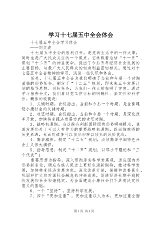学习十七届五中全会体会