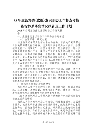 XX年度县党委(党组)意识形态工作督查考核指标体系落实情况报告及工作计划_1 