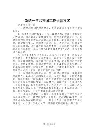 新的一年共青团工作计划方案 
