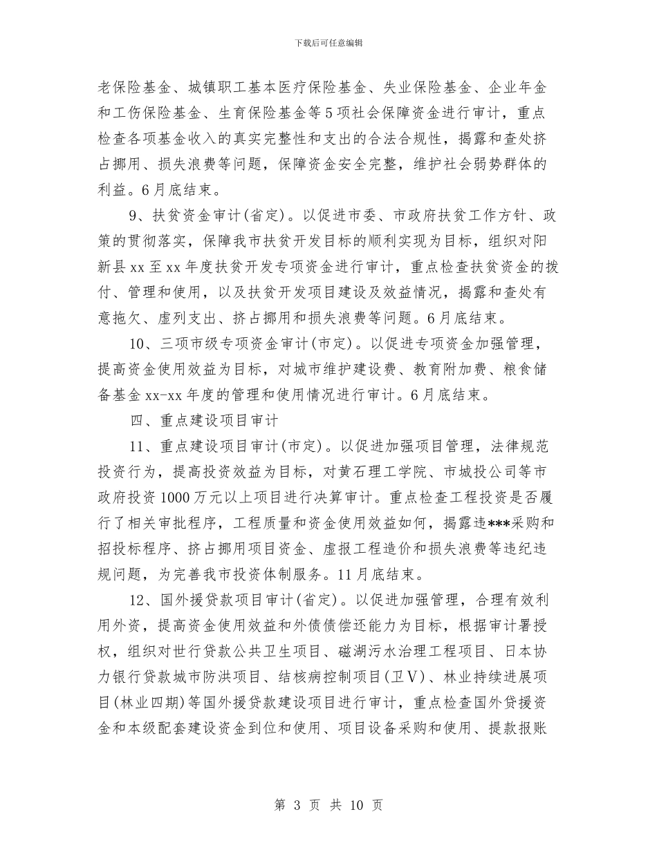 医院内部审计工作计划书范本与医院内部审计工作计划例文汇编_第3页