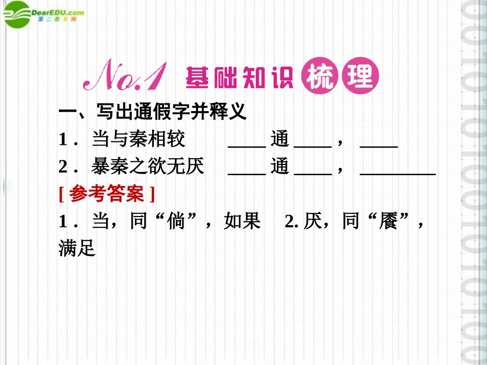 高三语文一轮 第一编文言文课件 苏教版必修2 课件_第2页