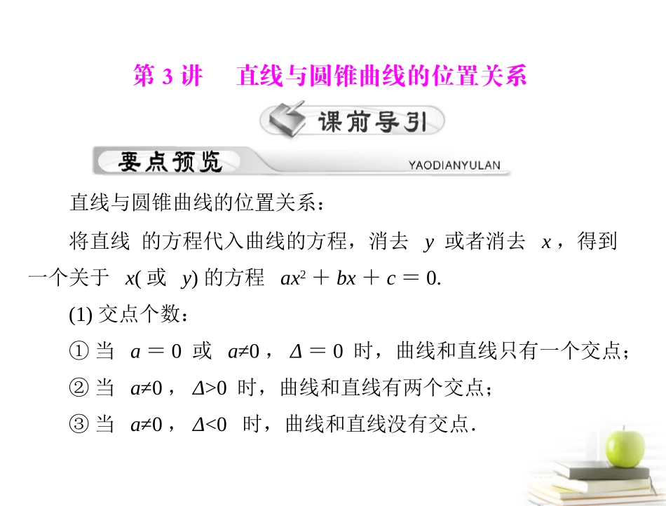 高考数学复习向导第十二章 第3讲 直线与圆锥曲线的位置关系课件 理 课件_第1页