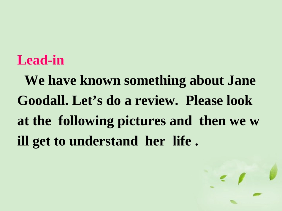 高一英语(A Student of African Wildlife)课件 新人教版选修8 课件_第2页