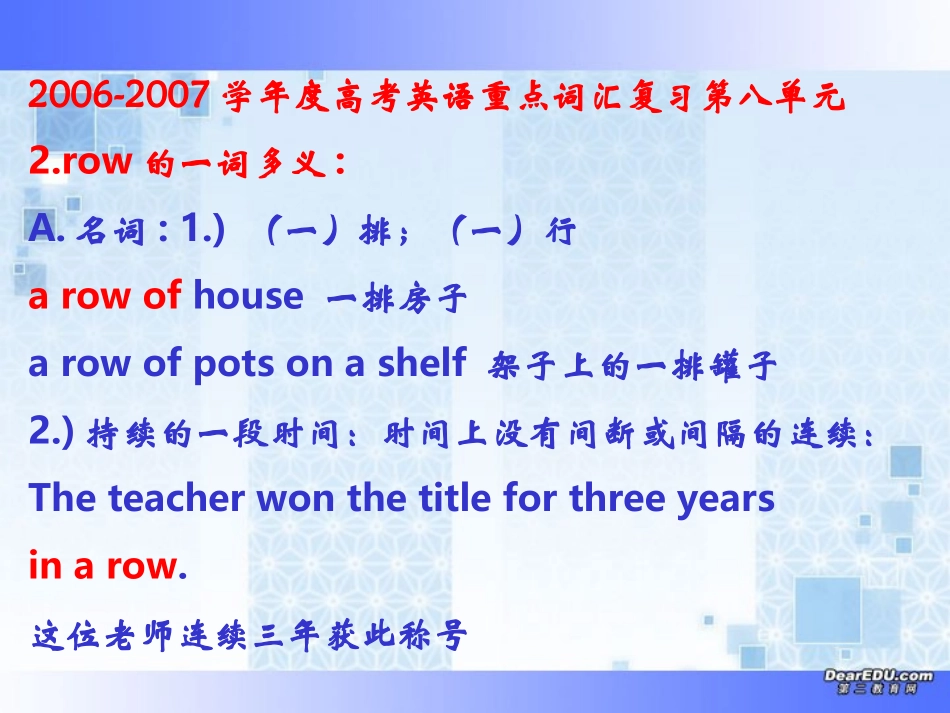 高考英语第八单元重点词汇复习 新课标 人教版 试题_第1页