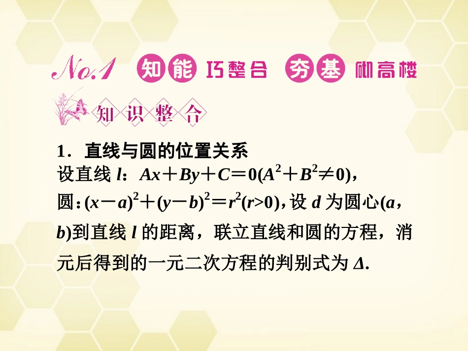 高三数学一轮复习 第八章 第4课时 直线与圆、圆与圆的位置关系课件 文 新人教A版 课件_第2页