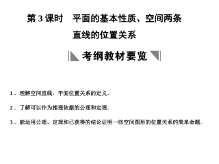 高三数学一轮复习 7-3平面的基本性质、空间两条直线的位置关系课件 理 苏教版 课件