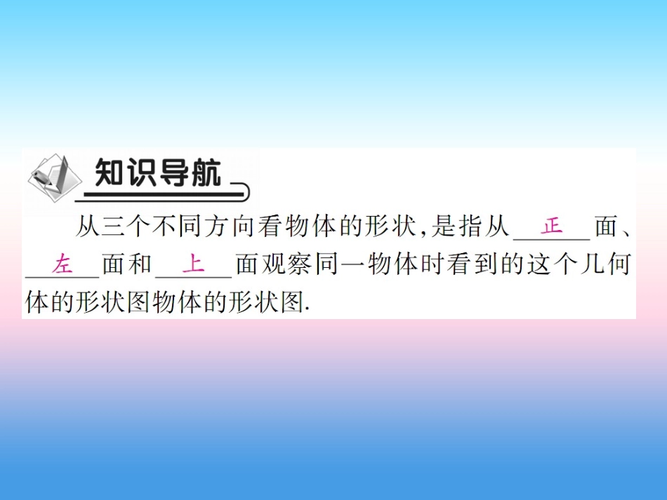 秋七年级数学上册 第一章 丰富的图形世界 4 从三个方向看物体的形状作业课件 (新版)北师大版 课件_第2页