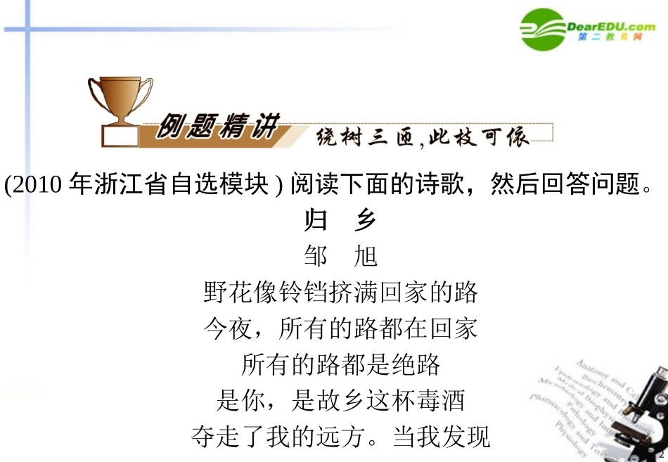 高中语文二轮复习 专题9第国现代诗歌欣赏课件 新人教版 课件_第2页