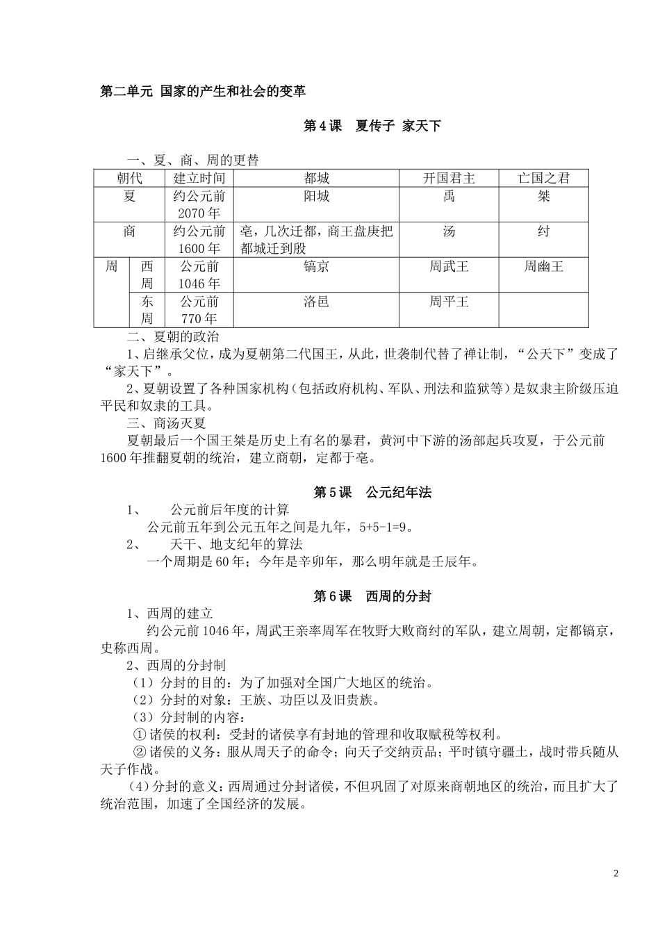 七年级上册历史复习提纲_第2页