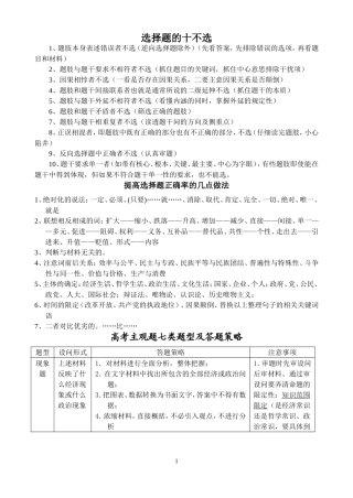 2016届高考政治主观题技巧复习(15页）