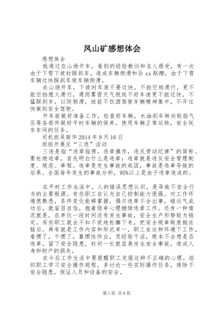 凤山矿感想体会