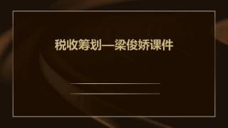 税收筹划—梁俊娇课件